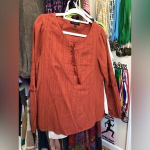 Sanctuary Sienna Orange Tassel Boho Peasant Blouse